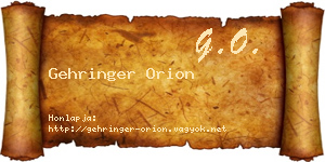 Gehringer Orion névjegykártya